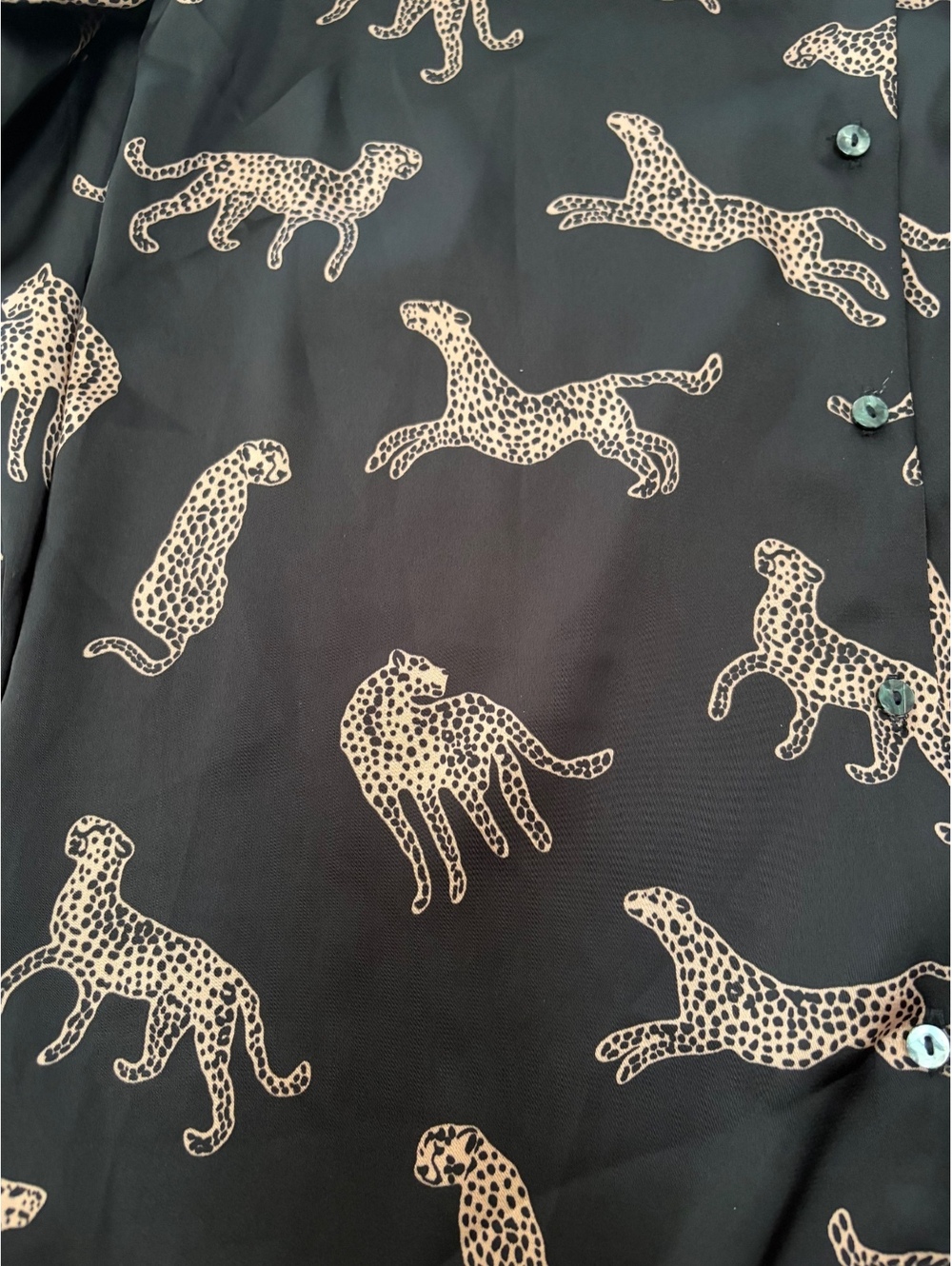 Aqua Women's Black Long Sleeve Button-Up Shirt with Leopard Print, Size M - Picture 7 of 8